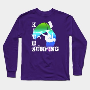 Kite Surfing WIth Freestyle Kitesurfer And Kite 15 Long Sleeve T-Shirt